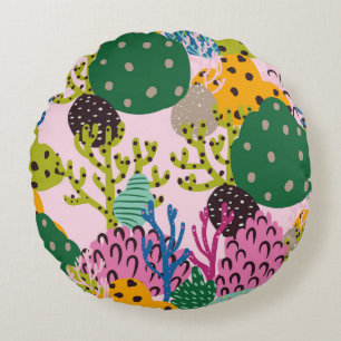 Bright underwater illustration pattern with beauti round cushion