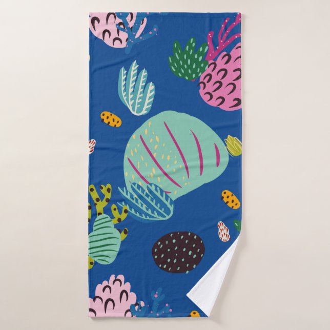 Bright underwater seamless pattern with beautiful  bath towel (Bath Towel)