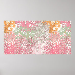 Bright underwater seamless pattern with beautiful  poster