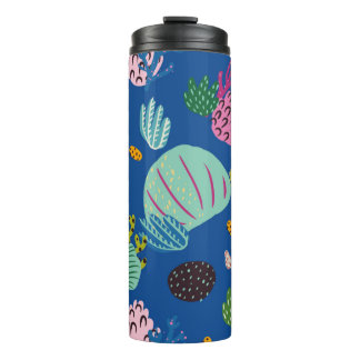 Bright underwater seamless pattern with beautiful  thermal tumbler