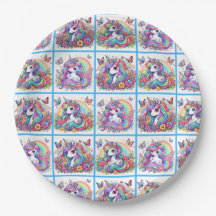 Bright Unicorn Party Plates - set 1