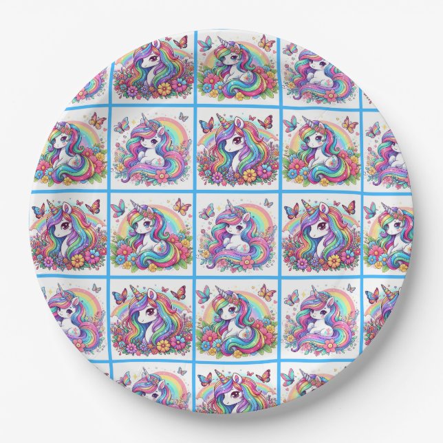 Bright Unicorn Party Plates - set 1 (Front)