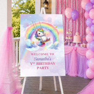 Bright Unicorn Pastel Magical Girl Birthday Welcom Poster