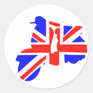 Bright Union Jack Scooter Classic Round Sticker