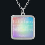 🌌 Bright Universe Positive Words Custom Name      Silver Plated Necklace<br><div class="desc">This stylish universe design has a bright colour palette of orange,  blue,  and purple. Trendy positive words Bold,  Creative and Fabulous are written in modern typography. Customised your name with the elegant script. Makes for a great meaningful gift and motivational words to improve your day!</div>
