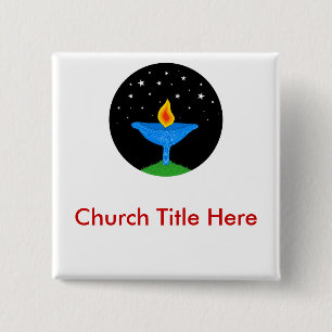 Bright UU Chalice Nametag 15 Cm Square Badge