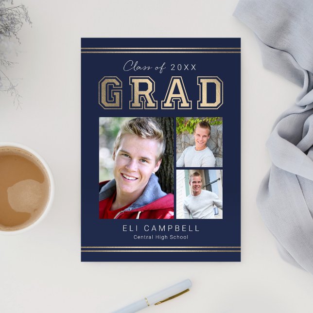 Bright Varsity Graduation Announcement Invitation (Creator Uploaded)