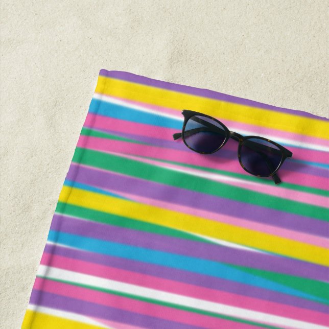 Bright Vertical Summer Stripes Beach Towel (In Situ)
