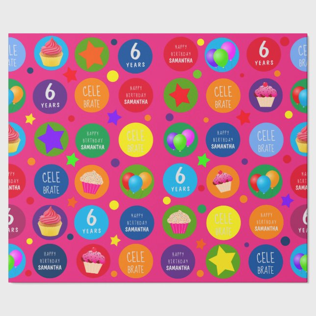 Bright,Vibrant & Colourful - Any Age Happy Birthda Wrapping Paper (Seam)