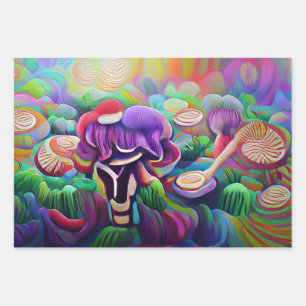 Bright Vibrant Colourful Psychedelic Pattern Wrapping Paper Sheet