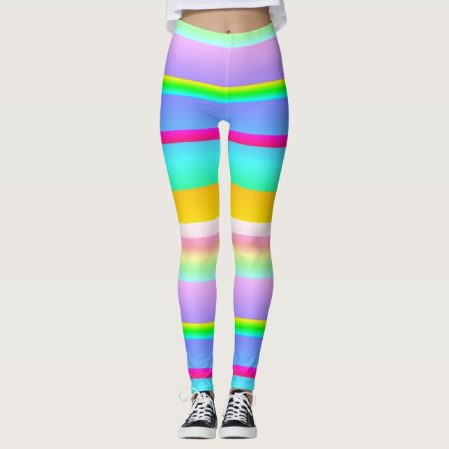 Bright vibrant striped leggings (Front)