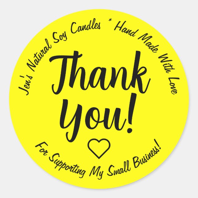 Bright Vibrant Yellow Neon Thank You Product Label (Front)