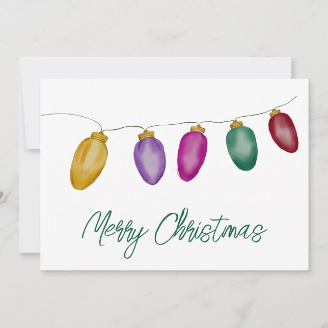 Bright Vintage Christmas Lights  Holiday Card (Front)