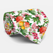 BRIGHT VINTAGE FLORAL BLOOMS ON WHITE MEN'S