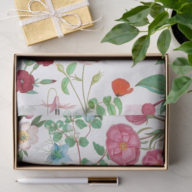 Bright Vintage Floral Collage Tissue Paper  (Gift)