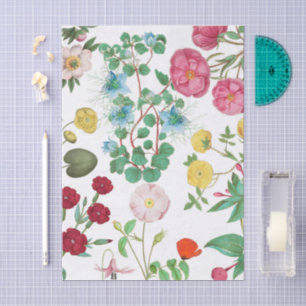 Bright Vintage Floral Decoupage Tissue Paper
