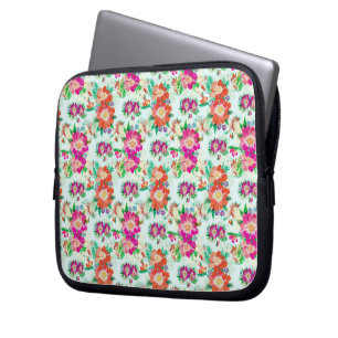 Bright Vintage Floral Pattern Laptop Sleeve
