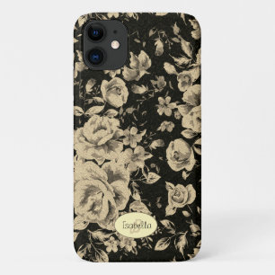Bright vintage oil flowers on black Monogram Case-Mate iPhone Case