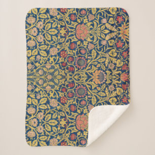 Bright Violet and Columbine (by William Morris) Sherpa Blanket
