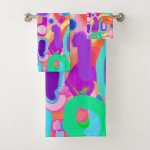 Bright Vivid Colors Pattern Bath Towel Set