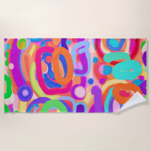 Bright Vivid Colours Pattern Beach Towel