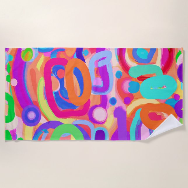 Bright Vivid Colours Pattern Beach Towel (Front)