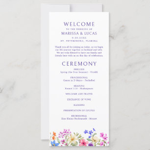 Bright Vivid Colours Wildflower Wedding Program
