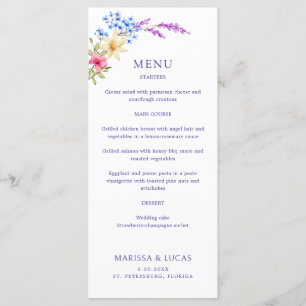 Bright Vivid Colours Wildflowers Wedding Menu