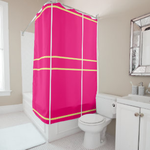 Bright Vivid Pink Pastel Yellow Geometric  Shower Curtain
