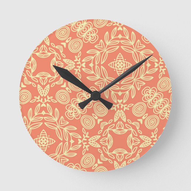 Bright warm background in vintage style. round clock (Front)