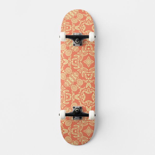 Bright warm background in vintage style. skateboard (Front)