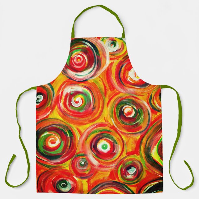 Bright Warm Circles and Swirls Original Art Apron (Front)