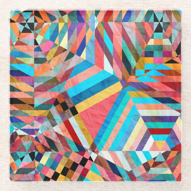 Bright Watercolor: Abstract Fantasy Background Glass Coaster (Front)