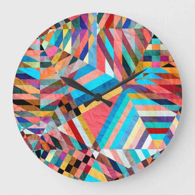 Bright Watercolor: Abstract Fantasy Background Large Clock (Front)