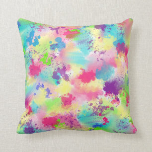 Bright Watercolor Abstract Pillow