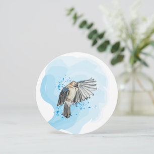 Bright watercolor blue jay