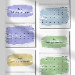 Bright Watercolor Brush Quote Calendar 2026