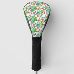 Bright Watercolor Cactus & Succulent Pattern Golf Head Cover