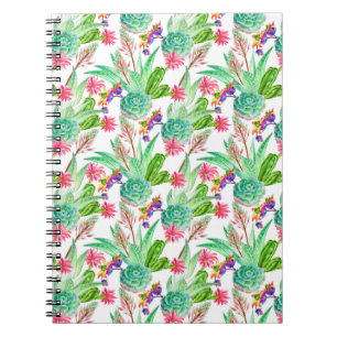 Bright Watercolor Cactus & Succulent Pattern Notebook