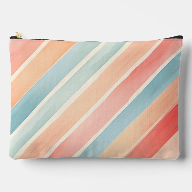 Bright Watercolor Colourful Stripe Pattern Accessory Pouch (Front)