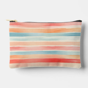 Bright Watercolor Colourful Stripe Pattern Accessory Pouch
