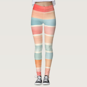 Bright Watercolor Colourful Stripe Pattern Leggings