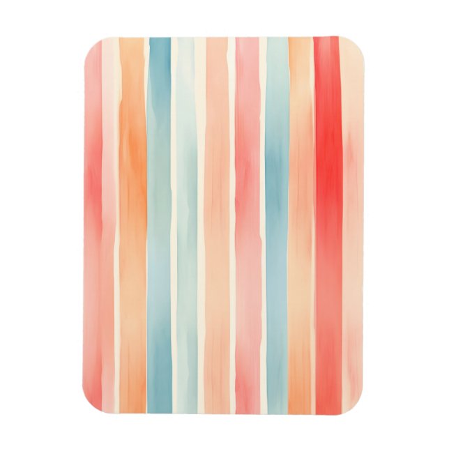 Bright Watercolor Colourful Stripe Pattern Magnet (Vertical)
