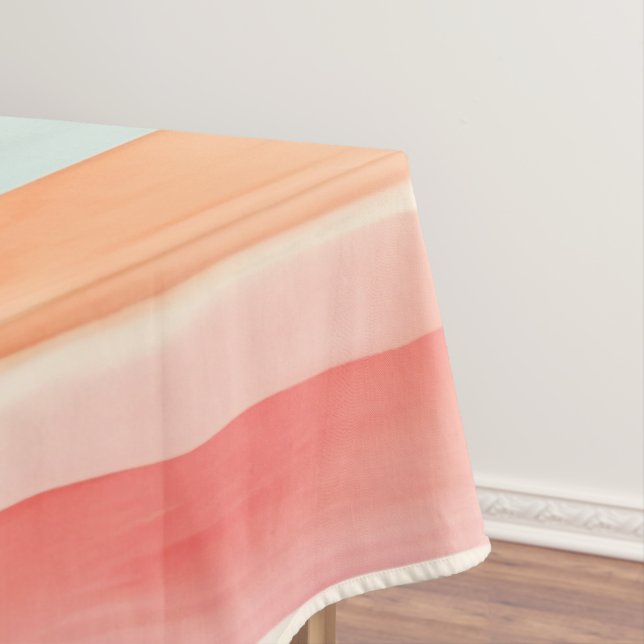 Bright Watercolor Colourful Stripe Pattern Tablecloth (In Situ)