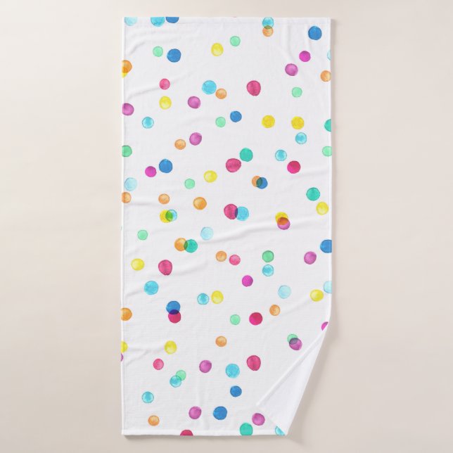 Bright Watercolor Dots: Seamless Pattern. Bath Towel (Bath Towel)