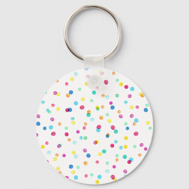 Bright Watercolor Dots: Seamless Pattern. Key Ring (Front)