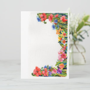 bright watercolor floral border card
