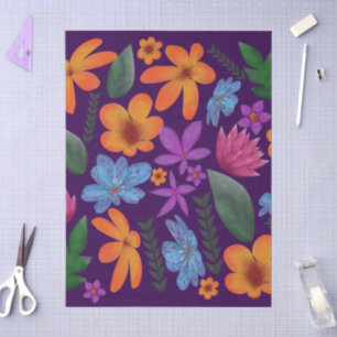 Bright Watercolor Floral Pattern Botanical Aesthet Tissue Paper