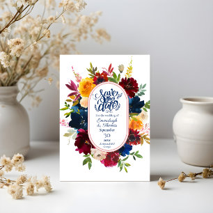 Bright Watercolor Floral Save the Date Invitation
