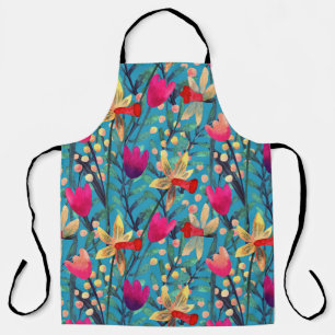 Bright Watercolor: Floral Seamless Design. Apron